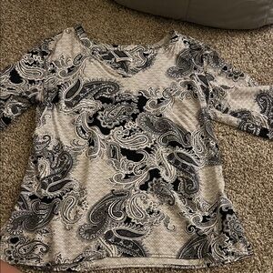 Croft & Barrow Paisley Women's Blouse - Black and Cream